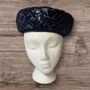 EUC Vintage 1950’s Navy Coifettes by Miss Eileen Pillbox Hat Navy